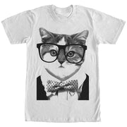 Men's Lost Gods Nerd Glasses Bowtie Cat  Adult T-Shirt