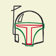 Men's Star Wars Embroidered Line Art Boba Fett Helmet  Adult T-Shirt