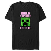 Men's Minecraft Creeper Face Build Explore Create  Adult T-Shirt