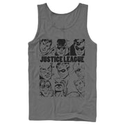 Men's Justice League Vintage Hero Panels  Adult Tank Top