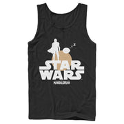 Men's Star Wars: The Mandalorian Bounty Hunter and The Child Silhouette  Adult Tank Top