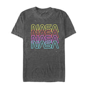 Men's NASA Neon Rainbow Repeat Text Logo  Adult T-Shirt