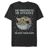 Men's Star Wars: The Mandalorian The Child Protects Attacks Naps  Adult T-Shirt