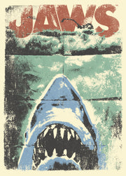 Men's Jaws Distressed Watercolor Poster  Adult T-Shirt