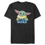 Men's Star Wars: The Mandalorian The Child Cartoon Shiny Eyes  Adult T-Shirt