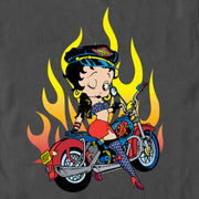 Men's Betty Boop Biker Betty Flames  Adult T-Shirt