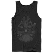 Men's Star Wars Millennium Falcon Outline  Adult Tank Top