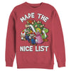 Men's Nintendo Mario Character Nice List  Adult Sweatshirt