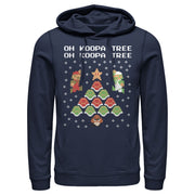 Men's Nintendo Christmas Mario Bros. Koopa Tree  Adult Pull Over Hoodie