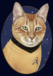 Men's Star Trek Captain Kirk Cat  Adult T-Shirt