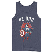 Men's Marvel #1 Dad Cartoon Captain America  Adult Tank Top