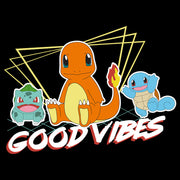 Men's Pokemon Bulbasaur, Squirtle and Charmander Good Vibes  Adult T-Shirt