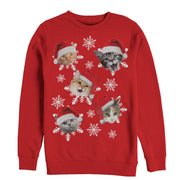 Men's Lost Gods Ugly Christmas Cat Snowflakes  Adult Sweatshirt