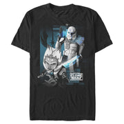 Men's Star Wars: The Clone Wars Ahsoka Grayscale Glow  Adult T-Shirt