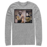 Men's Star Trek: The Next Generation Worf and Data What Do We Do With This Cat  Adult Long Sleeve Shirt