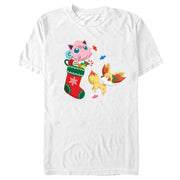 Men's Pokemon Christmas Jigglypuff and Fennekin Stocking  Adult T-Shirt