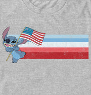 Men's Lilo & Stitch Flying the American Flag  Adult T-Shirt