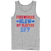 Men's CHIN UP 4th of July Fireworks Blew My Sleeves Off  Adult Tank Top