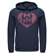 Men's Lilo & Stitch Heart Silhouette  Adult Pull Over Hoodie