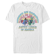 Men's Justice League Heroes on Vacation  Adult T-Shirt