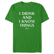 Men's Game of Thrones St. Patrick's Day I Drink and I Know Things  Adult T-Shirt