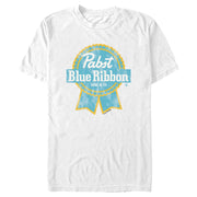 Men's Pabst Yellow Blue Ribbon Logo  Adult T-Shirt