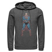 Men's Superman Bold Hero Pose  Adult Pull Over Hoodie