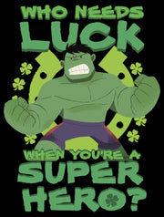 Men's Marvel St. Patrick's Day Hulk Who Needs Luck  Adult T-Shirt