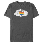 Men's Mickey & Friends Mickey Mouse Glove Rainbow Heart  Adult T-Shirt