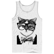 Men's Lost Gods Nerd Glasses Bowtie Cat  Adult Tank Top