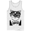 Men's Lost Gods Nerd Glasses Bowtie Cat  Adult Tank Top