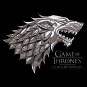 Men's Game of Thrones Iron Anniversary Stark Metal Direwolf Crest  Adult T-Shirt