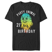 Men's Star Wars Chewie Party Animal 21st Birthday Color Portrait  Adult T-Shirt