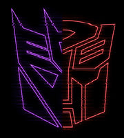 Men's Transformers Split Bot Neon Logo  Adult T-Shirt