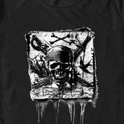 Men's Pirates of the Caribbean: Curse of the Black Pearl Black and White Skull Logo  Adult T-Shirt