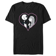 Men's The Nightmare Before Christmas Jack and Sally Pink Heart Stitch  Adult T-Shirt