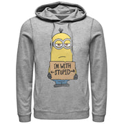 Men's Despicable Me Minion With Stupid  Adult Pull Over Hoodie