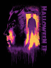 Men's Halloween II Michael Myers Standing Door Sequel Neon  Adult T-Shirt