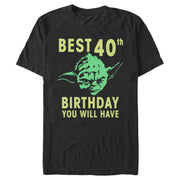 Men's Star Wars Yoda Best 40th Birthday You Will Have Stencil  Adult T-Shirt