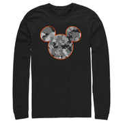 Men's Mickey & Friends Gray Camo Mickey Mouse Logo  Adult Long Sleeve Shirt