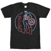 Men's Marvel Captain America Neon Sign Print  Adult T-Shirt