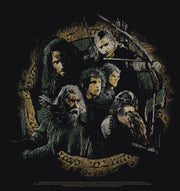 Men's The Lord of the Rings Fellowship of the Ring Distressed Character Circle  Adult T-Shirt