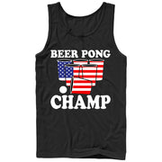 Men's Lost Gods Fourth of July  Pong American Flag Cup  Adult Tank Top