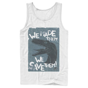 Men's Jurassic World We Made Them We Save Them  Adult Tank Top