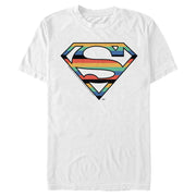 Men's Superman Logo Retro Stripe  Adult T-Shirt