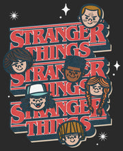 Men's Stranger Things The Gang Cartoon Logo  Adult T-Shirt