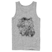 Men's Justice League Hero Sketch Collage  Adult Tank Top