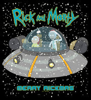 Men's Rick And Morty Snowing Spaceship Merry Rickmas  Adult T-Shirt