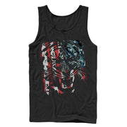 Men's Lost Gods Tiger Growl American Flag  Adult Tank Top