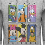 Men's Mickey & Friends Colorful Character Panels  Adult Pull Over Hoodie